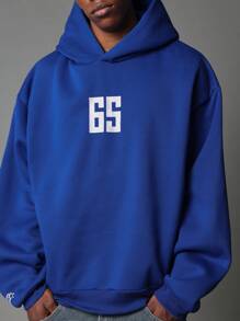 SUMWON Premium Heavyweight Pullover Hoodie 65 Logo Winter Streetwear Unisex Kangaroo Pocket Athletic Athleisure Skater Urban Casual Fall Essential - Royal Blue - View 3