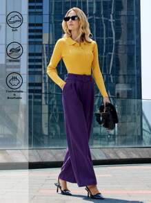 BizChic Pantalon de costume vintage élégant violet, leggings, pour soirée, bureau, convient pour le printemps, l'été, Thanksgiving, Noël - Prune - Voir 1