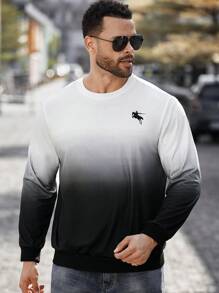 Manfinity Homme Men's Ombre Knight Print Crew Neck Long Sleeve Sweatshirt, Autumn