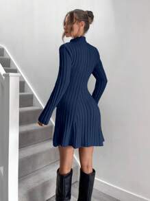 Roylia Vestido de punto acanalado informal hasta la rodilla para mujer, con cintura elástica, apto para otoño e invierno