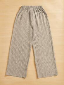 SHEIN Essnce 女士休闲简约条纹心形印花长裤夏季春季情人节新年女装