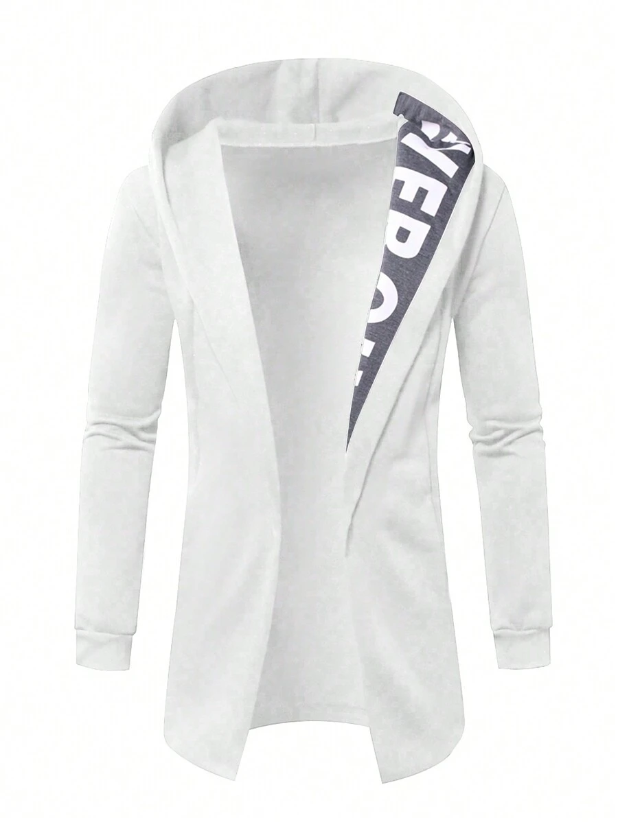 Manfinity LEGND Men's Letter Print Long Sleeve Casual Hoodie Sweatshirt, Autumn - White - View 1