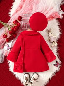 Young Girl Retro Elegant Princess Simple Comfortable Warm Outerwear, Suitable For Schooling, Party And Daily Wear In Autumn And Winter, Combines Well With White Plush Ball, Teddy Fabric, Plaid Pattern, 3D Design - Multicolor - View 2