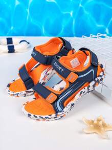 Boys' Spring/Summer Sports Sandals, Leather Upper, Anti-Slip Sole, Camouflage Pattern, Fashionable Contrast Color, Suitable For Daily Wear, Beach, Vacation - Multicolor - View 4