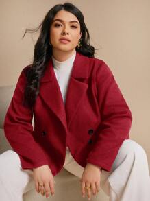 SHEIN Frenchy 冬季红色加大码女式宽松休闲短款西装外套