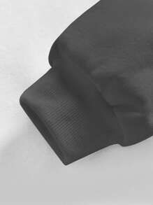 SHEIN EZwear 女式休闲复古汽车图案印花宽松圆领长袖连帽衫 - 深灰色 - 查看 5