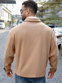 Manfinity Homme Plus Size Men Casual Button-Up Overcoat, Suitable For Autumn Outdoor Everyday Wear Winter Men Jacket