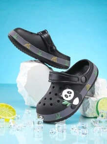 儿童简约透气拖鞋，适合日常休闲穿着和居家使用 - 黑色 - 查看 2