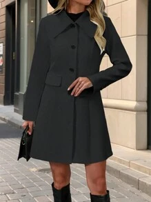 SHEIN Clasi Women Front Button Long Sleeve Fake Pocket Casual Jacket