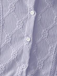 Chiquease Áo sơ mi ren đính đá tối giản thanh lịch quyến rũ cho nữ đi làm, dành cho mùa hè - Màu tím - Xem 4