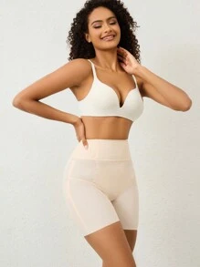 Women Solid Color High Waist Minimalist Shapewear Bottom - Apricot - View 3
