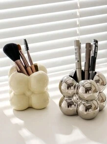 1pc Large Clear Makeup Brush Storage Canister With Dust Cover Organizer For Eyeshadow Foundation Lipsticks Cosmetic Tools Vanity Acrylic Container Beauty Essential Brush Holder Dustproof Functional Chic Design Makeup Lovers Gift - Multicolor - View 4