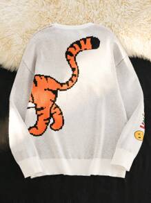 Manfinity VCAY 男士宽松落肩休闲针织毛衣，适合秋冬 - 白色 - 查看 5