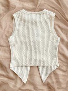 Soleia 1pc Women's Resort Knit Sleeveless Vest With Front Tie Bow, Fitted