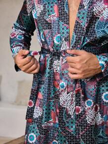 Manfinity ChillVibe 男士秋季休闲全身印花长袍/家居服