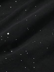 DAZY 亮片鱼尾摆中长鸡尾酒礼服，修身小黑裙，新年舞会礼服，荷叶边，秋季长袖连衣裙，奢华优雅女士闪亮连衣裙 - 黑色 - 查看 10