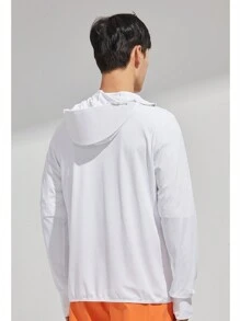 Manfinity Chillmode Herren einfache Einfarbige Reißverschluss Kapuzenjacke für den Lässig Outdoor Sonnenschutz