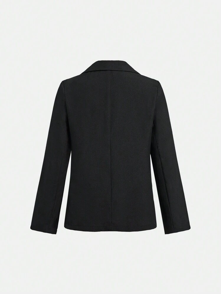 SHEIN 10代の男の子用 3点セット ジェントルマンスタイル フォーマルブレザー、パンツ、ネクタイ - スーツ、パーティーファボ―、入学、秋冬 - ブラック - 見る 4