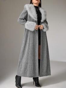 Modelyn Manteau long élégant et moelleux pour femmes, automne/hiver