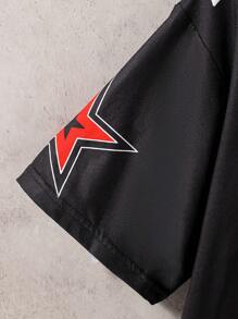 SHEIN Teenage Boys' Active Numeric Print Short Sleeve T-Shirt - Black - View 3