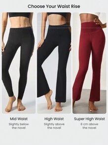 GLOWMODE 31" FeatherFit™ Ultra-High-Waisted Curved Seam Flared Leggings Pants Low Impact Yoga Daily