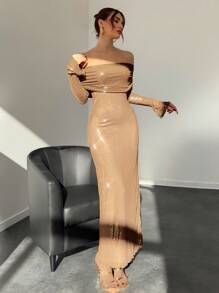 Aloruh Vestido elegante con hombros descubiertos para fiestas, otoño para mujeres