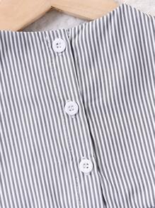 SHEIN 女婴条纹圆领长袖荷叶边下摆连衣裙和圆领毛衣背心套装，秋季