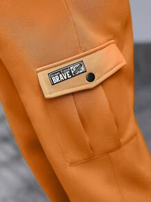 Manfinity Homme 1 套带口袋的纯色连帽衫和带口袋的运动裤、休闲运动服 - 黃色 - 查看 5