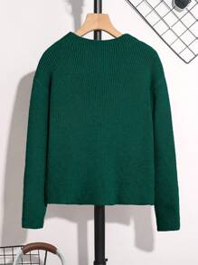 SHEIN Tween Boy Floral Jacquard Rib Knit Basic Mock Neck Sweater