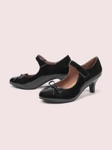 CUCCOO DOLLMOD Sepatu Hak Tinggi Wanita Berhiaskan Pita Mengkilap, Modis untuk Suasana Liburan Natal dan Tahun Baru, Musim Gugur dan Musim Dingin - Hitam - View 5