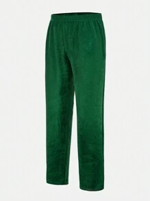 3pcs Tween Boy Christmas Green Velvet Vest, Shirt, And Pants Clothes Set, Gentleman Style Suitable For Holiday Party, School And Formal Occasions