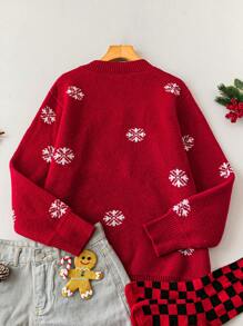 Flirla Pullover tricoté grande taille femme avec design 3D de cerf rouge de Noël