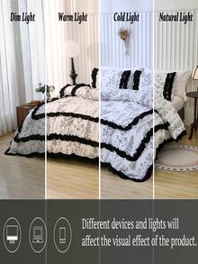 Bộ 3 khung lưng in sợi tổng hợp mềm mại và thoải mái với viền nhún bèo hai lớp, thích hợp cho mọi mùa, dùng trong phòng ngủ, trang trí nhà cửa - Nhiều màu - Xem 16