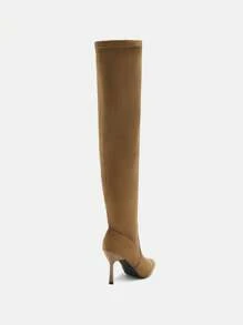 CUCCOO SZL Women Over-The-Knee Boots, Fashion Elegant Solid Color Pull-On Boots, Stretchy Breathable Suede, Pointed Toe Stiletto Heel, Versatile For Christmas And New Year Holiday