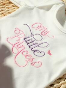 SHEIN 新生儿拍照装 - 刺绣三角连体衣，撞色薄纱芭蕾舞短裙套装，配蝴蝶结头带，新生儿回家装 - 彩色 - 查看 5