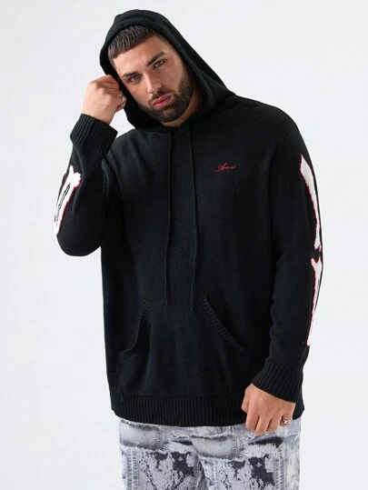 Manfinity VCAY Suéter com capuz plus size masculino solto, adequado para outono e inverno