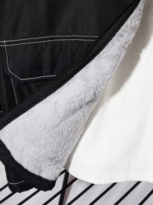 SHEIN Teen Boy 1pc Casual College Retro Losse Kleur Streep Werkkleding Zakken Plus Naad Geweven Markeringen Jas Homecoming, Renaissance, Herfstoutfits, Teen Boy Kleding, Luchthaven, Cocktailparty, Herfst/Winter Winter