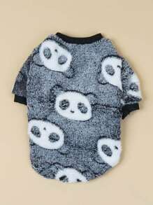 PETSIN 1pc Plush Panda Pattern Fleece Pet Hoodie - Multicolor - View 1