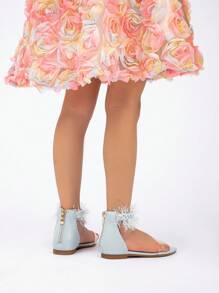 New Summer Girls Princess Style Fashion Flat Pointed Toe Sandals - Baby Blue - View 3