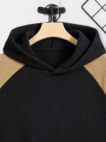 Manfinity Homme 男士秋冬撞色插肩袖长袖休闲宽松连帽衫 - 駝色 - 查看 3