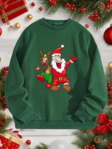 Manfinity Homme Standard Size Men's Crew Neck Green Pullover Sweatshirt