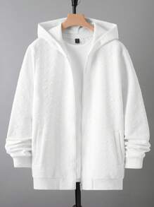 Manfinity Homme Sudadera con capucha con cremallera para hombre, informal, para otoño/invierno - Blanco - Ver 8