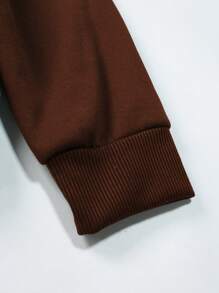 Manfinity Homme Men's Casual Letter Print Hooded Drawstring Sweatshirt, Autumn - Rust Brown - View 8