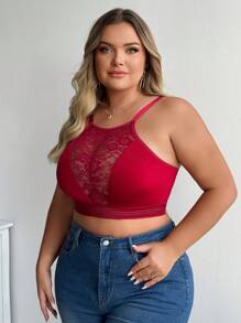Plus Size Women Sexy Lace Patchwork Lingerie Set