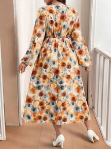 Celure Vestido envolvente con estampado floral 3D talla grande elegante