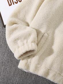 Manfinity RelaxMax 1 件男士休闲拉链羊毛夹克，秋季日常穿着 - 米色 - 查看 5