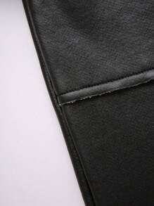 SHEIN 1 pieza Abrigo casual de colegio de color versátil, suave y cómodo, con forro térmico de piel sintética PU para adolescentes varones, ropa de vuelta al colegio para otoño e invierno