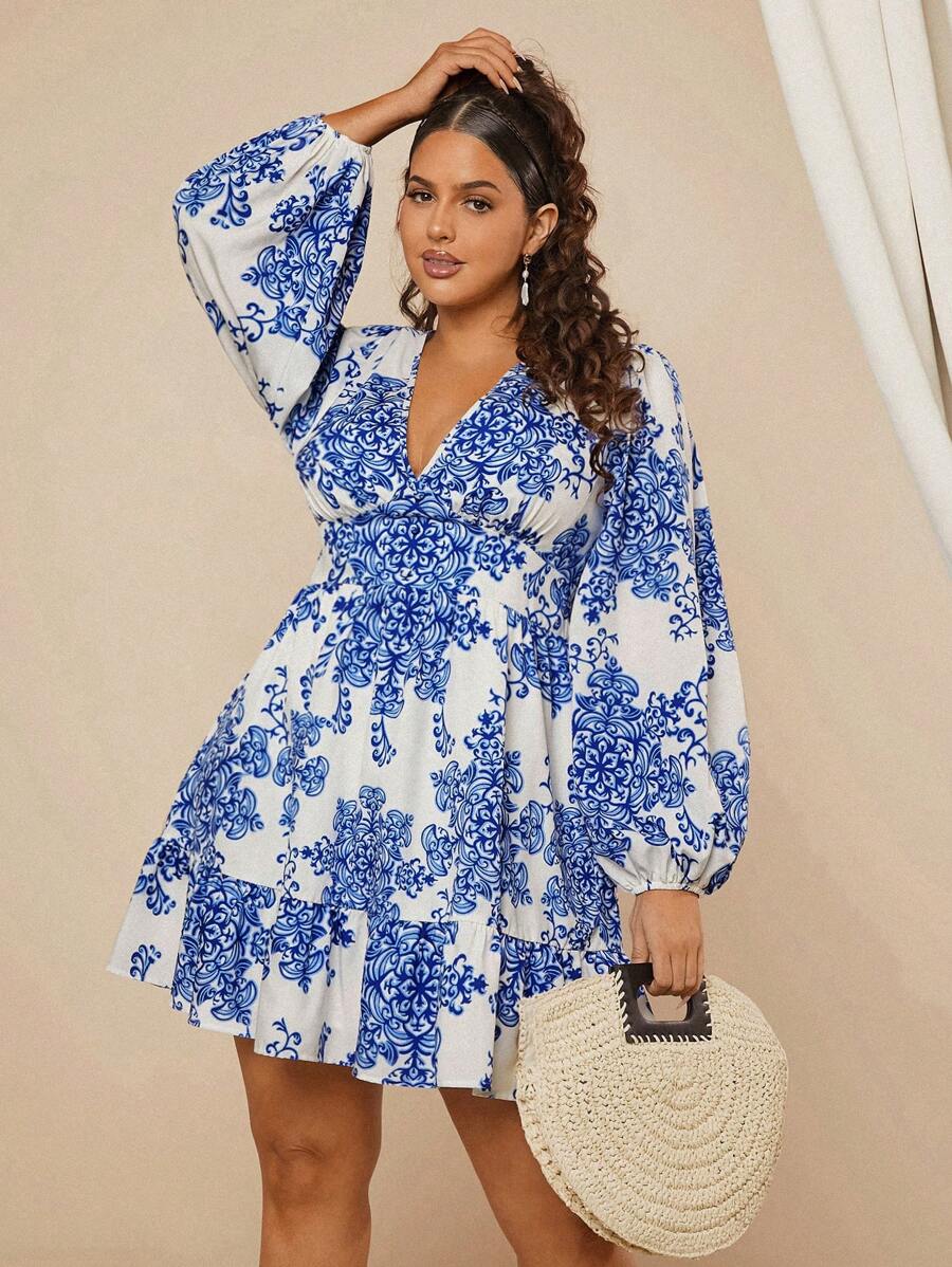 SHEIN VCAY Christmas Dress Vacation Outfits Woman Holiday Party Dress Modest Dress Teacher Clothes Casual Dresses - Multicolor - View 1