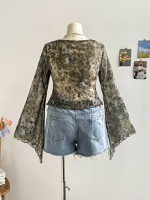 Soleia 女式加大码佩斯利花纹和花卉印花拼布扭纹前长袖上衣，适合度假、返校、秋季、洋娃娃风格 - 彩色 - 查看 6