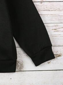 SHEIN Girls Digital Desert Print Pink Crew Neck Sweatshirt, Cool Street Style, Suitable For Spring & Autumn - Black - View 5